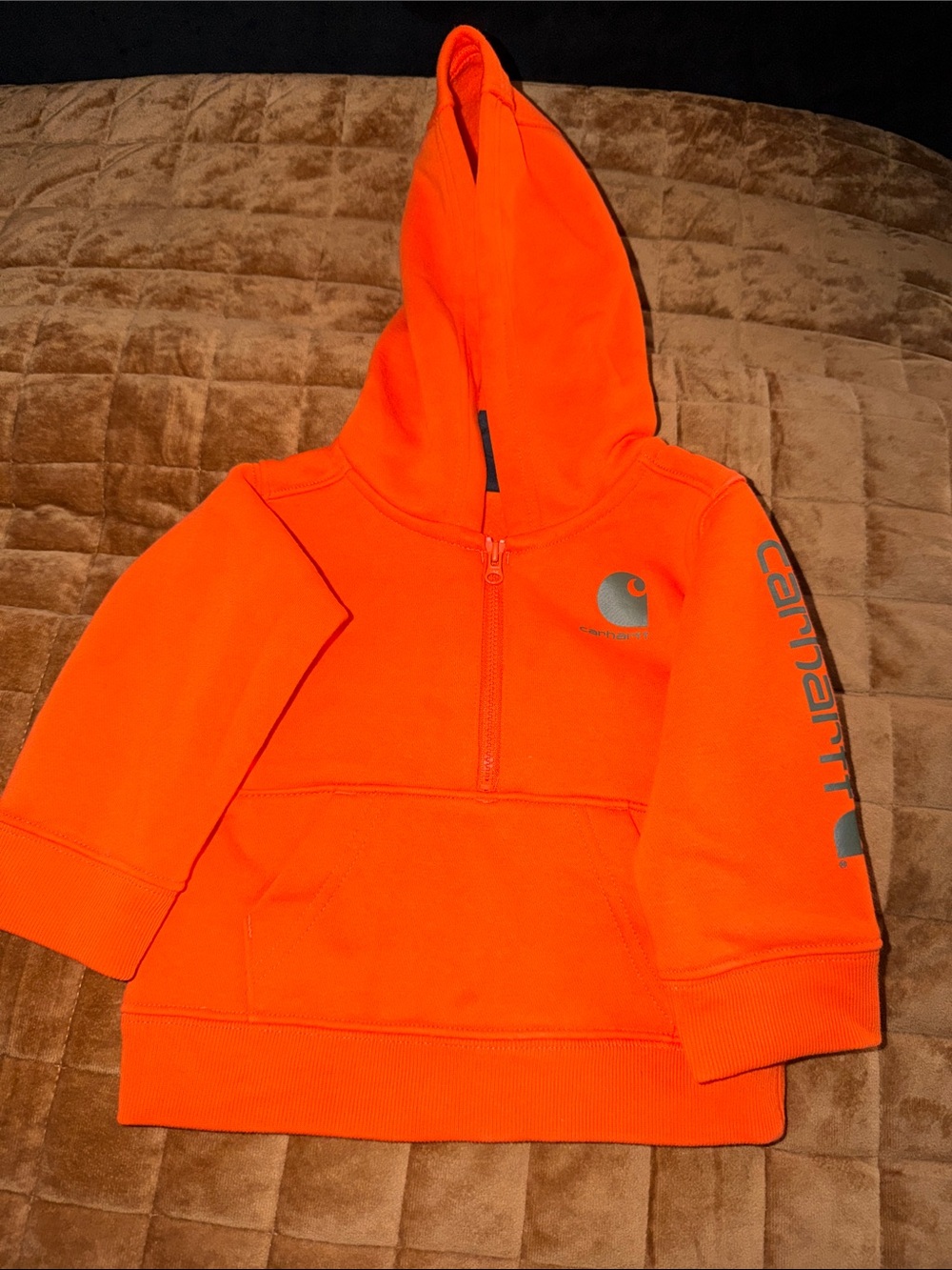 Carhartt Kids Neon Orange Half-Zip Hoodie